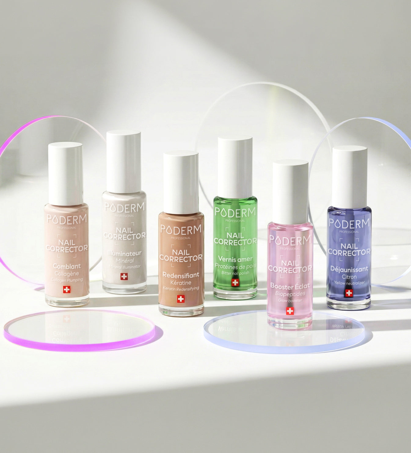 Collection Nail Corrector Poderm 6 vernis traitants en scène