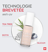 Technologie brevetée anti-UV du vernis Color Care Poderm tea tree biotine silicium