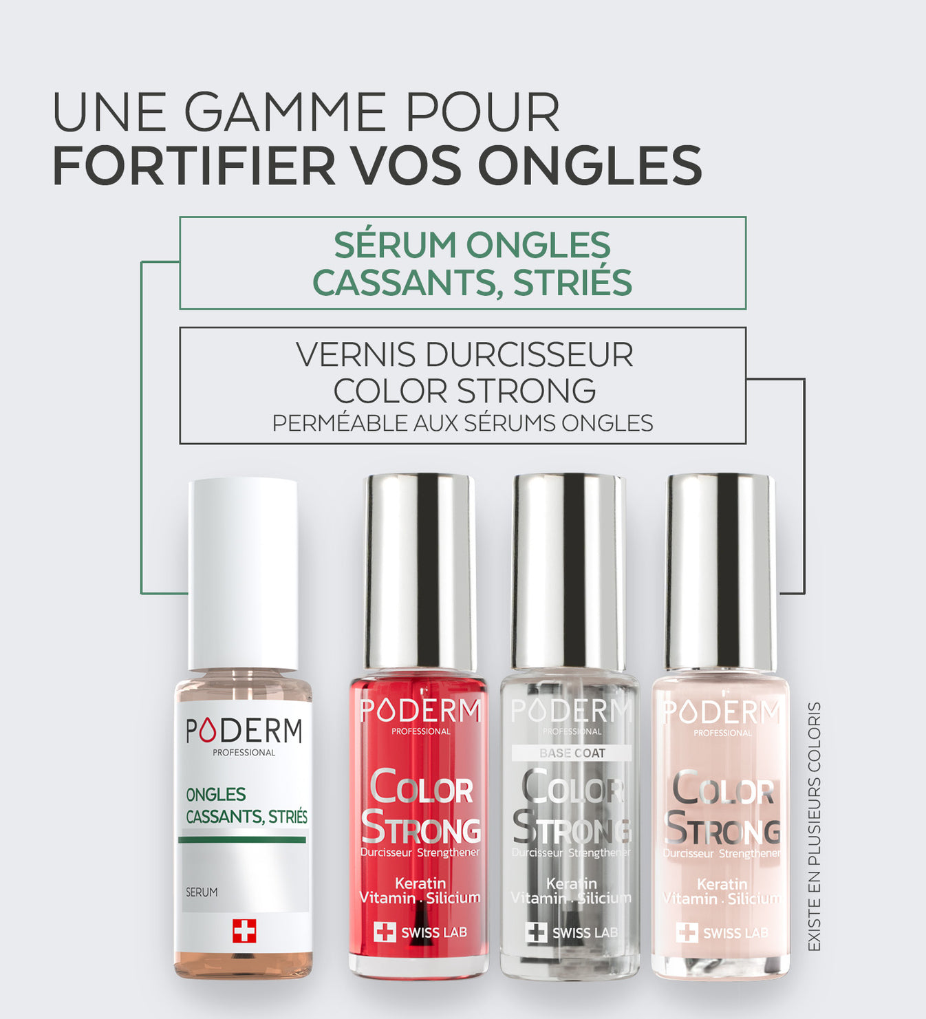 Gamme Color Strong Poderm pour fortifier les ongles
