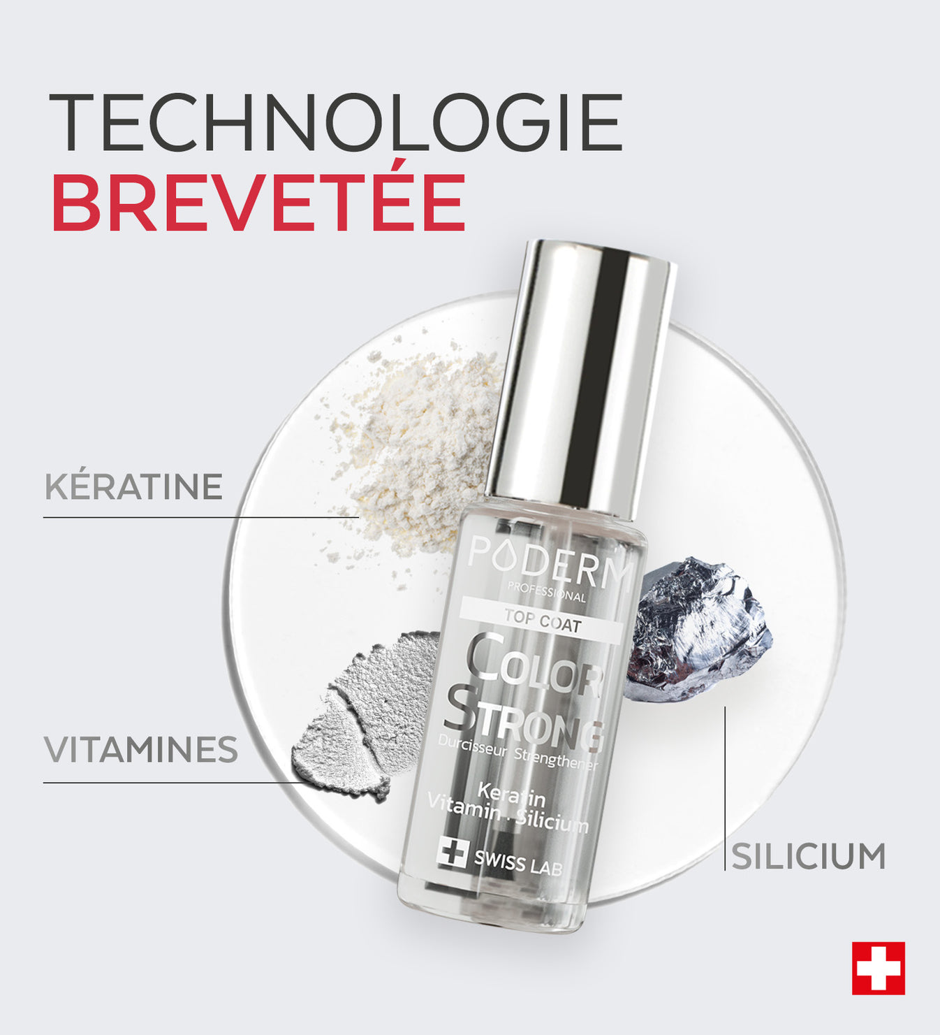 Technologie brevetée anti-UV du top coat Color Strong Poderm