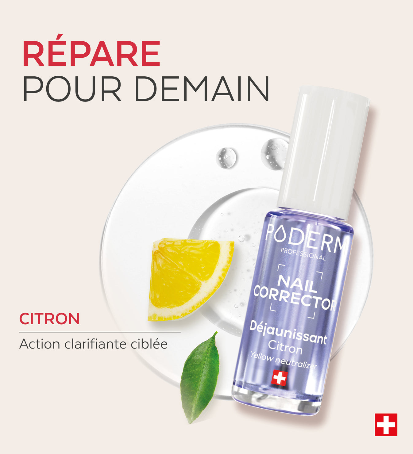 Actif citron du vernis Nail Corrector déjaunissant citron Poderm