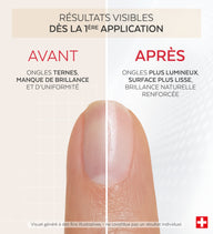 Résultats avant après du vernis Nail Corrector illuminateur minéral Poderm dès la 1ère application