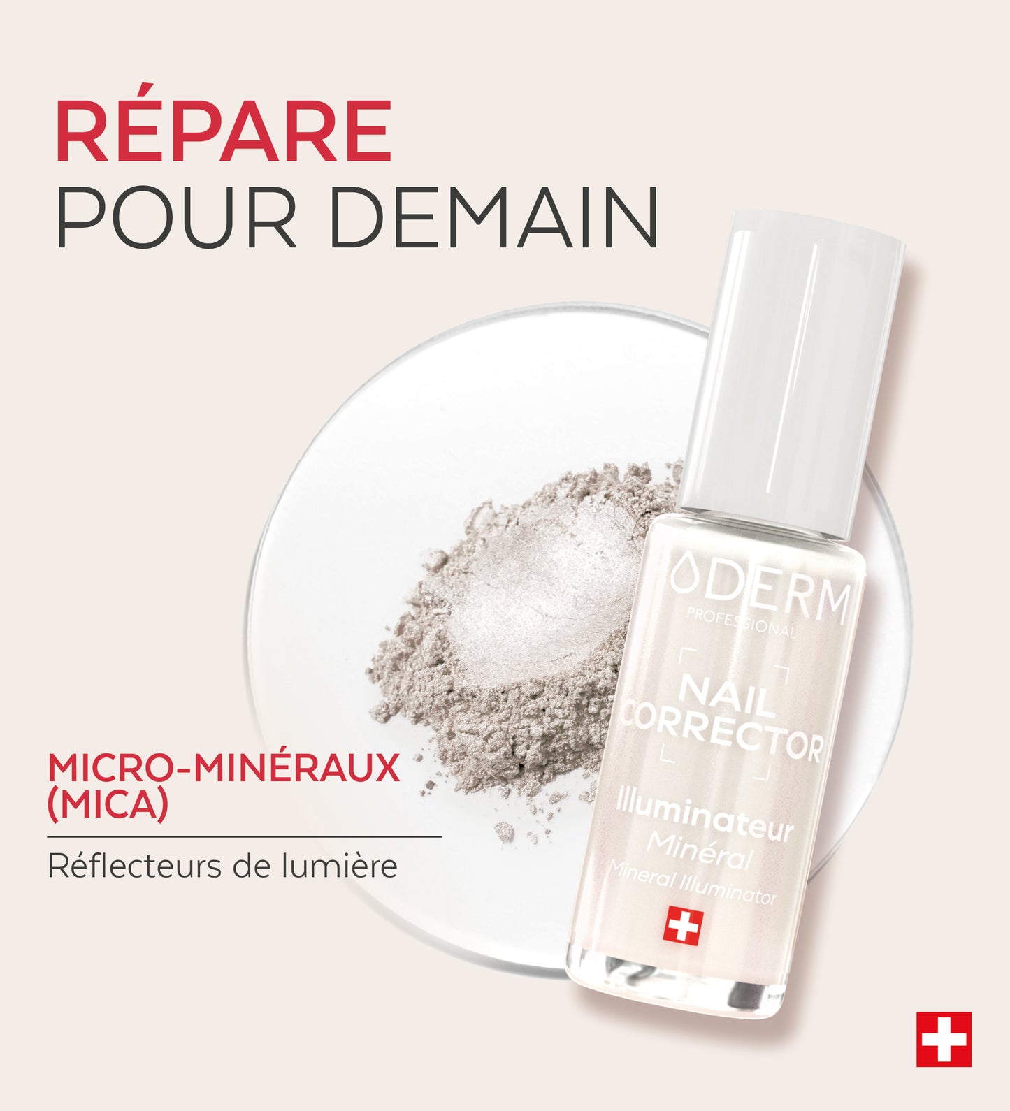 Actif micro-minéraux mica du vernis Nail Corrector illuminateur minéral Poderm