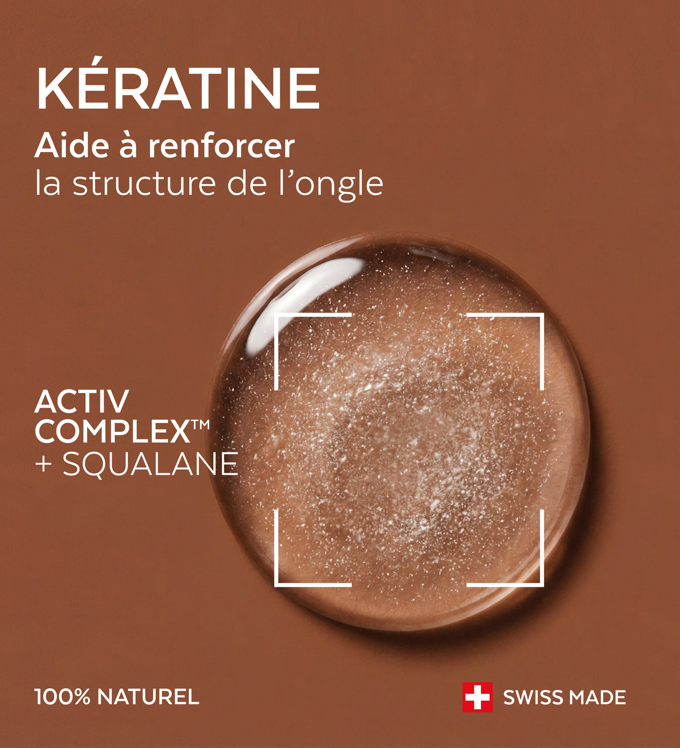 Texture du sérum kératine Poderm Activ Complex et squalane 100% naturel