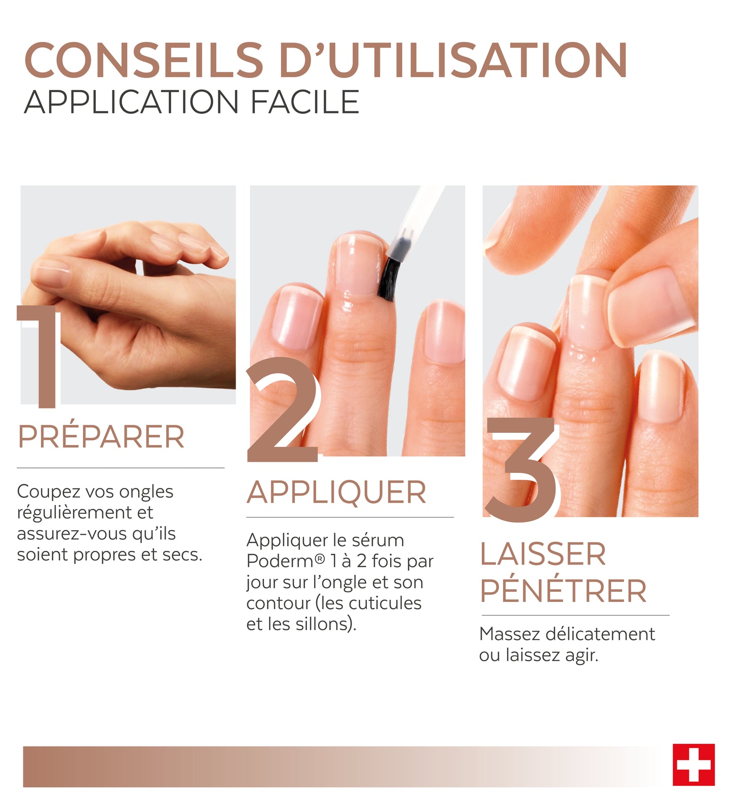 Conseils d'utilisation du sérum concentré kératine Poderm en 3 étapes