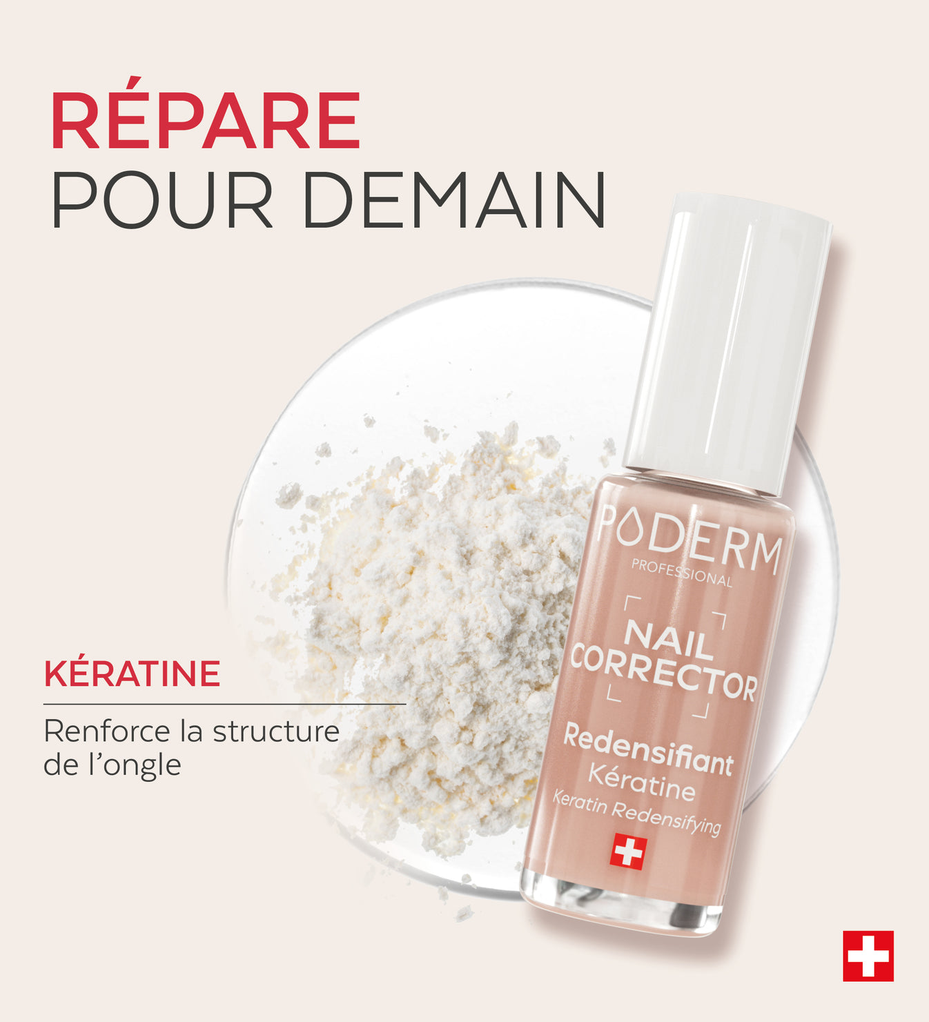 Actif kératine du vernis Nail Corrector redensifiant kératine Poderm