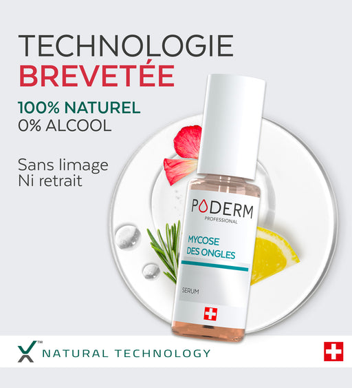 Technologie brevetée du sérum traitement mycose des ongles Poderm 100% naturel