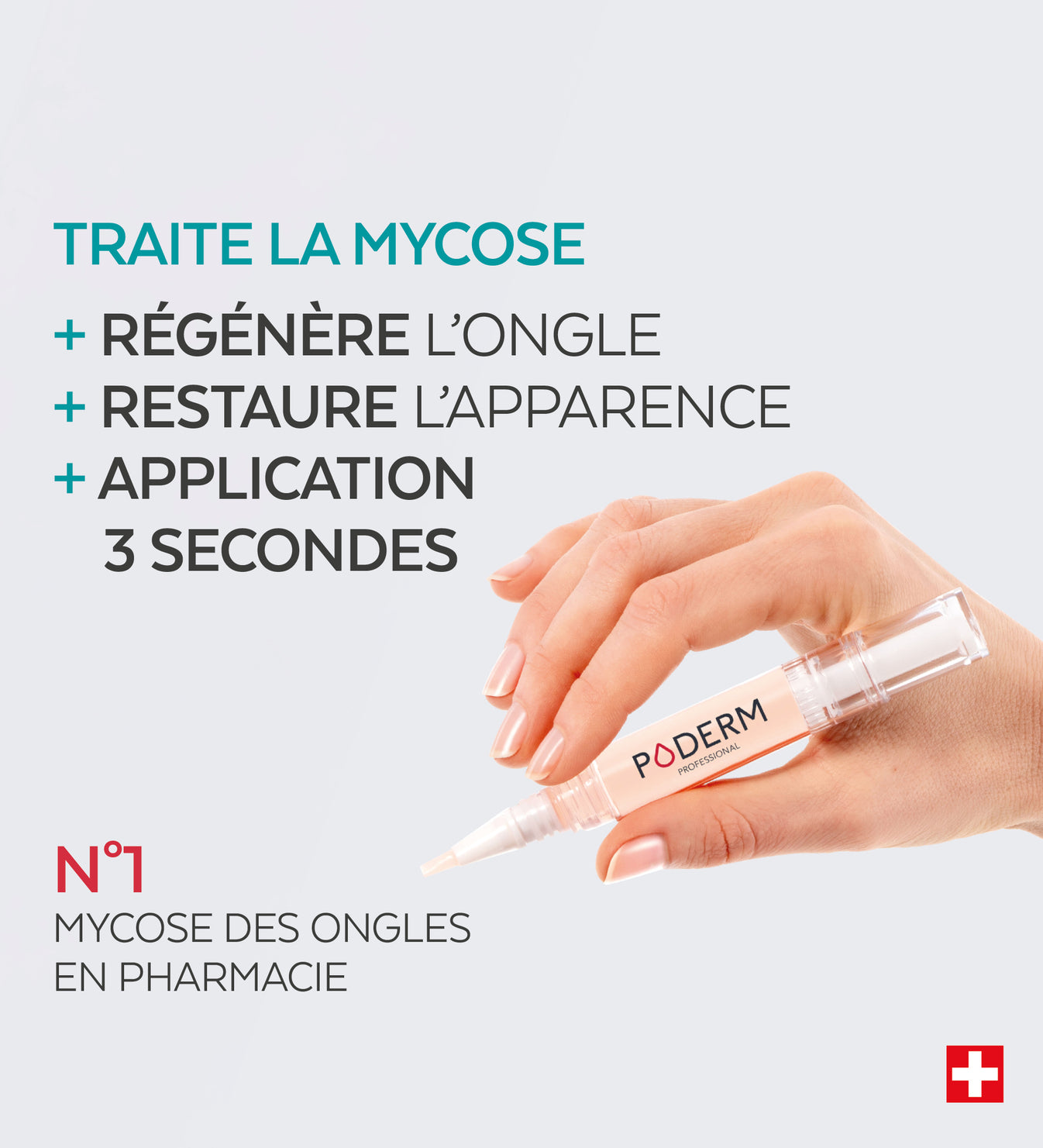 Bénéfices du stylo mycose des ongles Poderm 3 actions