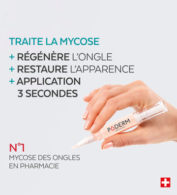 Bénéfices du stylo mycose des ongles Poderm 3 actions