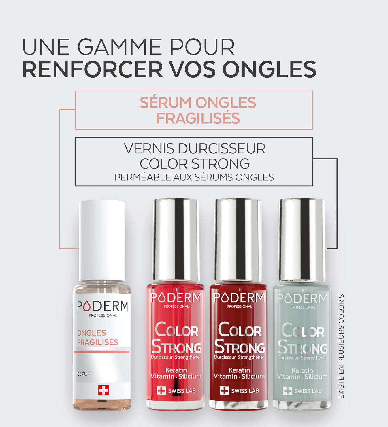Gamme Color Strong Poderm pour renforcer les ongles fragilisés